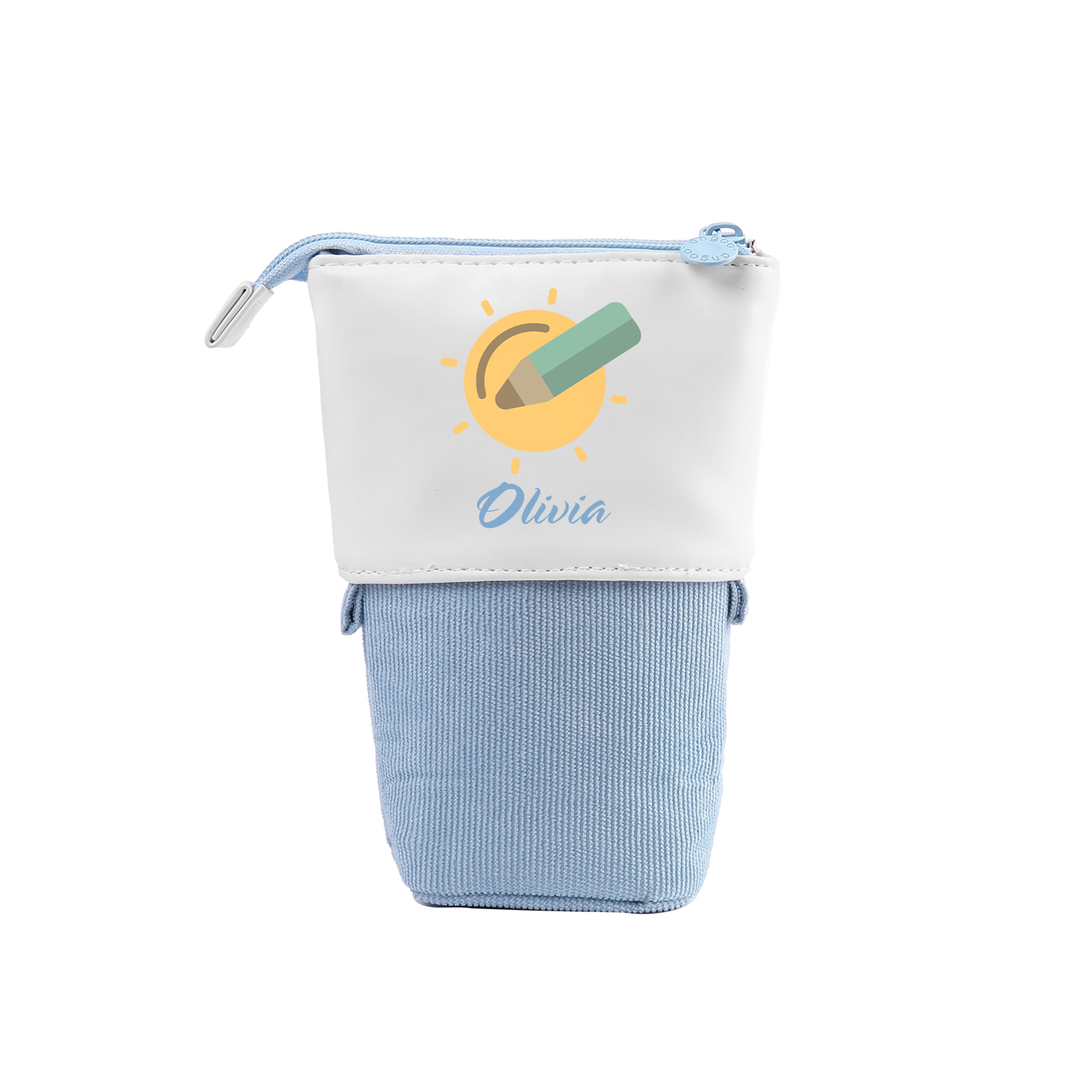 Astuccio per matite penna e sole personalizzato con 1 nome per scuola elementare bambini