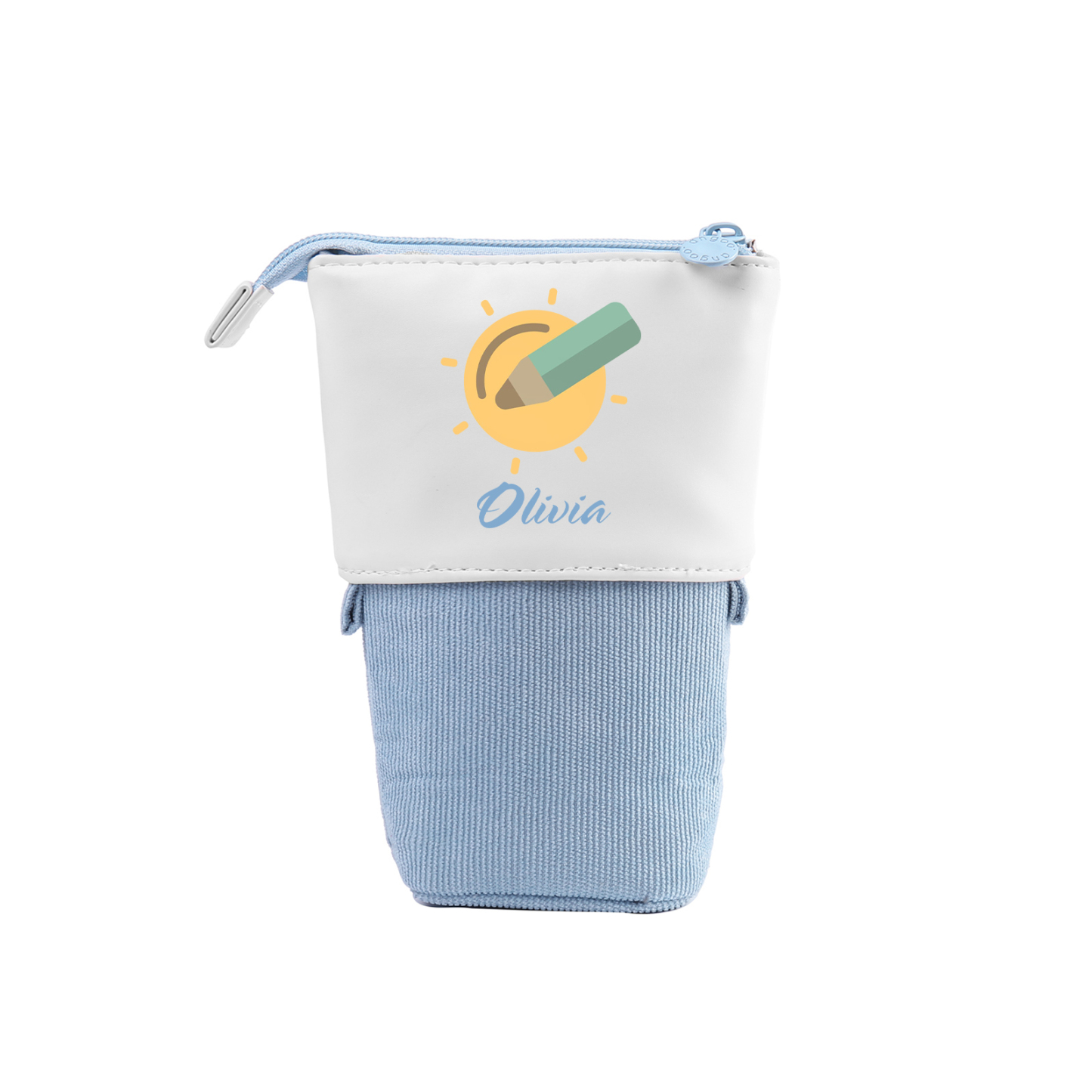 Astuccio per matite penna e sole personalizzato con 1 nome per scuola elementare bambini