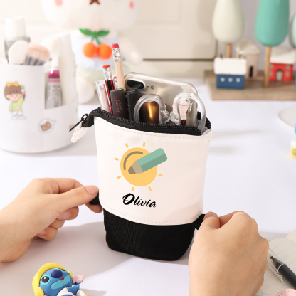 Jessemade IT Astuccio per matite personalizzato con 1 nome e 1 veicolo da costruzione regalo per scuola elementare bambini