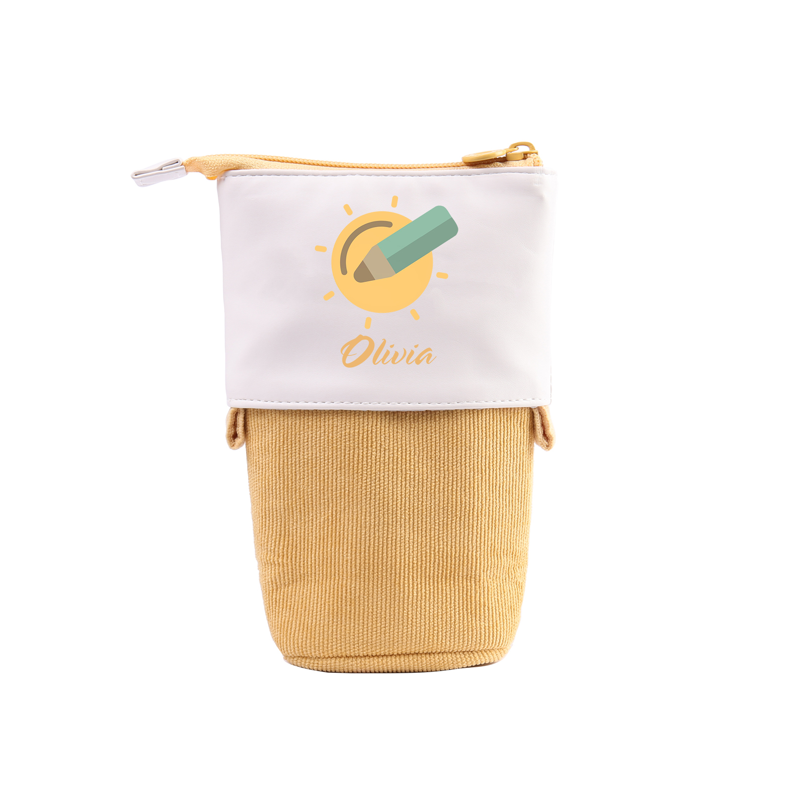 Astuccio per matite penna e sole personalizzato con 1 nome per scuola elementare bambini