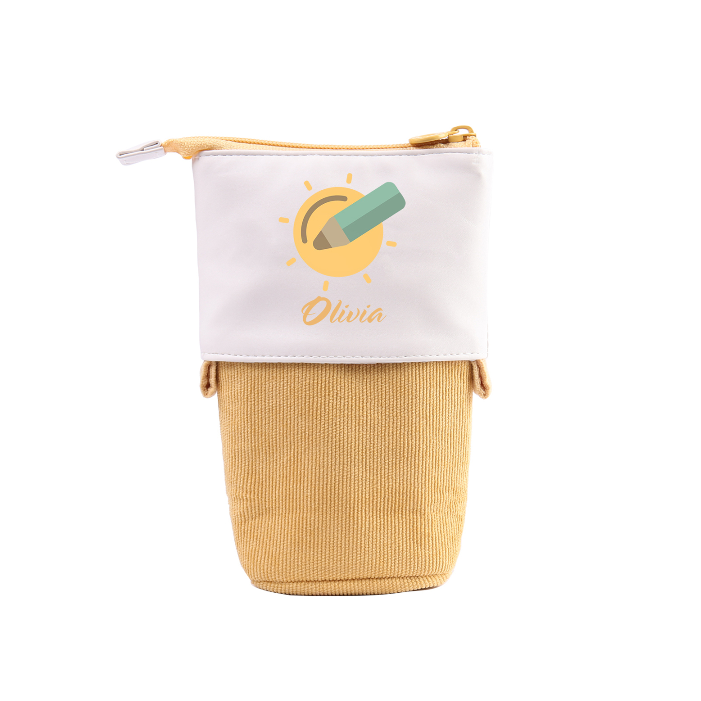 Astuccio per matite penna e sole personalizzato con 1 nome per scuola elementare bambini