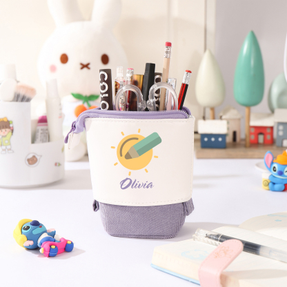 Astuccio per matite penna e sole personalizzato con 1 nome per scuola elementare bambini