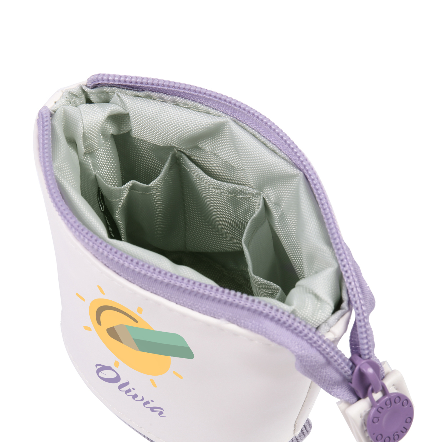 Astuccio per matite penna e sole personalizzato con 1 nome per scuola elementare bambini