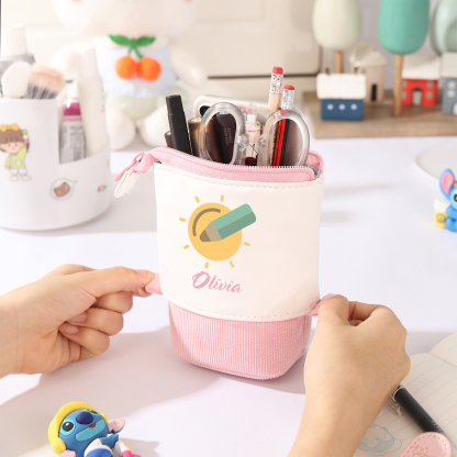 Astuccio per matite penna e sole personalizzato con 1 nome per scuola elementare bambini