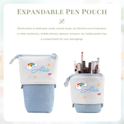 Astuccio per matite acrobaleno personalizzato con 1 nome per scuola elementare bambini