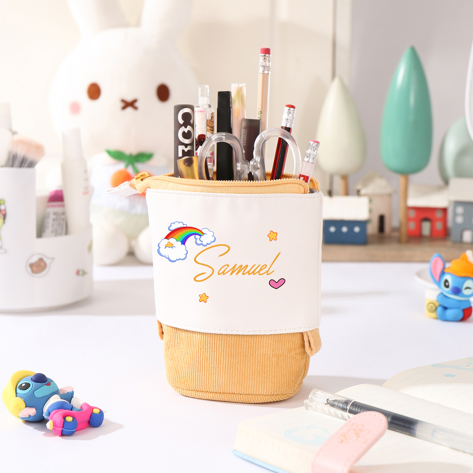 Astuccio per matite acrobaleno personalizzato con 1 nome per scuola elementare bambini