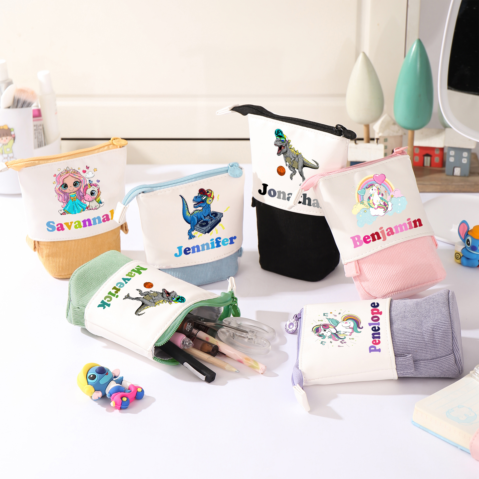 Astuccio per matite personalizzato con 1 nome e 1 immagine per scuola elementare bambini