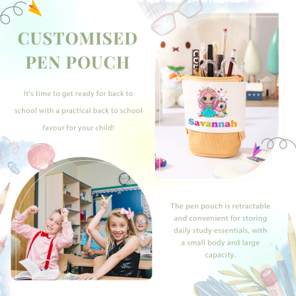 Astuccio per matite personalizzato con 1 nome e 1 immagine per scuola elementare bambini