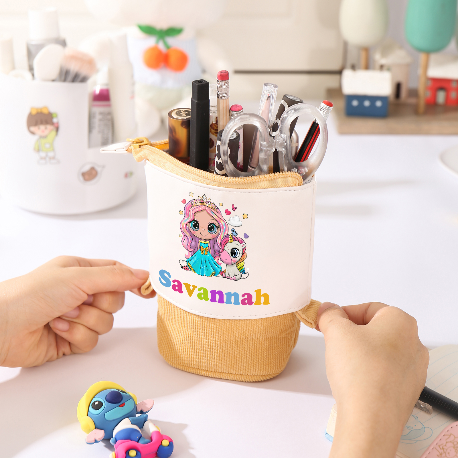 Astuccio per matite personalizzato con 1 nome e 1 immagine per scuola elementare bambini