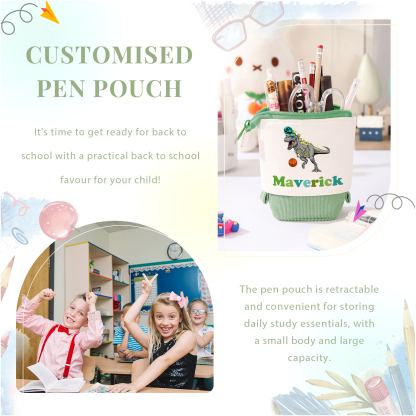 Astuccio per matite personalizzato con 1 nome e 1 immagine per scuola elementare bambini