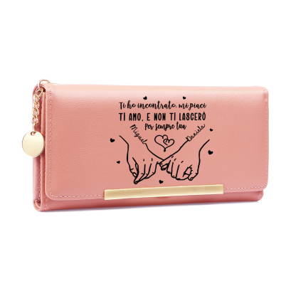 Portafoglio da donna personalizzato con messaggio d’amore, portamonete promessa del mignolo