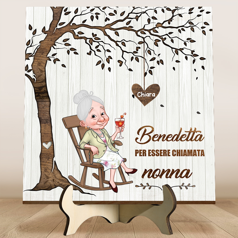 Regalo personalizzato per la nonna, cornice in legno con albero della famiglia, da 1 a 7 nomi, Festa della Nonna, compleanno, Natale | Jessemade