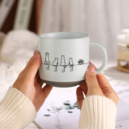 Tazza in ceramica minimalista con animali, disegno lineare