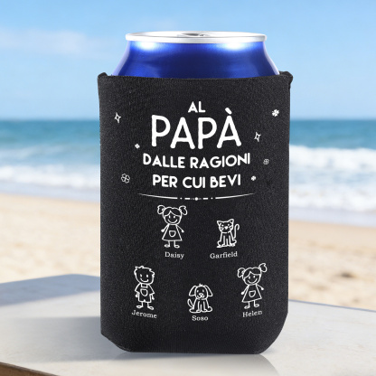 Manicotto Termico Personalizzato per Lattina con Famiglia a Fumetti – Papà DALLE RAGIONI PER CUI BEVI