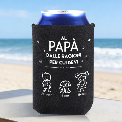 Manicotto Termico Personalizzato per Lattina con Famiglia a Fumetti – Papà DALLE RAGIONI PER CUI BEVI