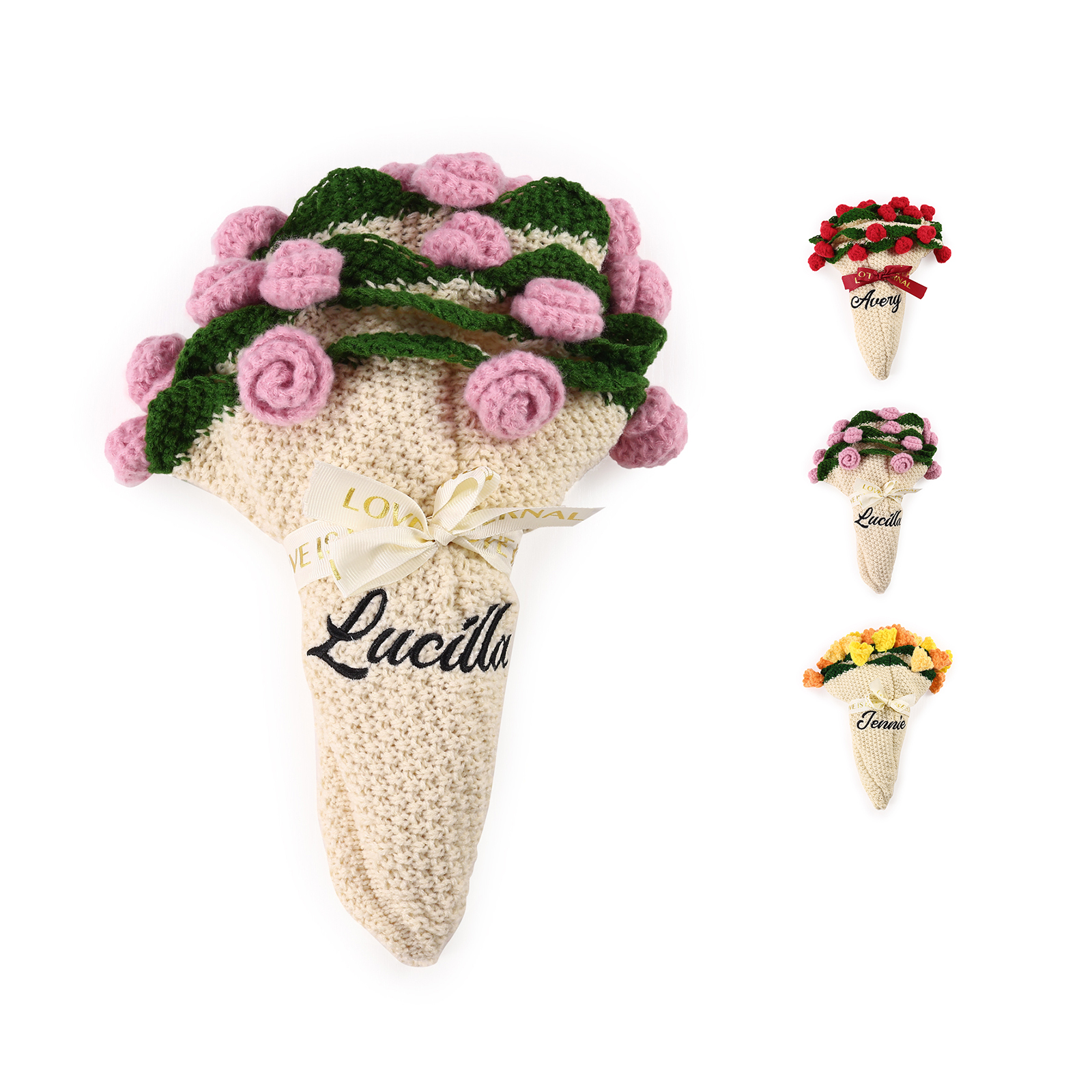 Coperta fatta a mano all'uncinetto con fiori personalizzati, nome personalizzato, regalo di compleanno per lei | Jessemade