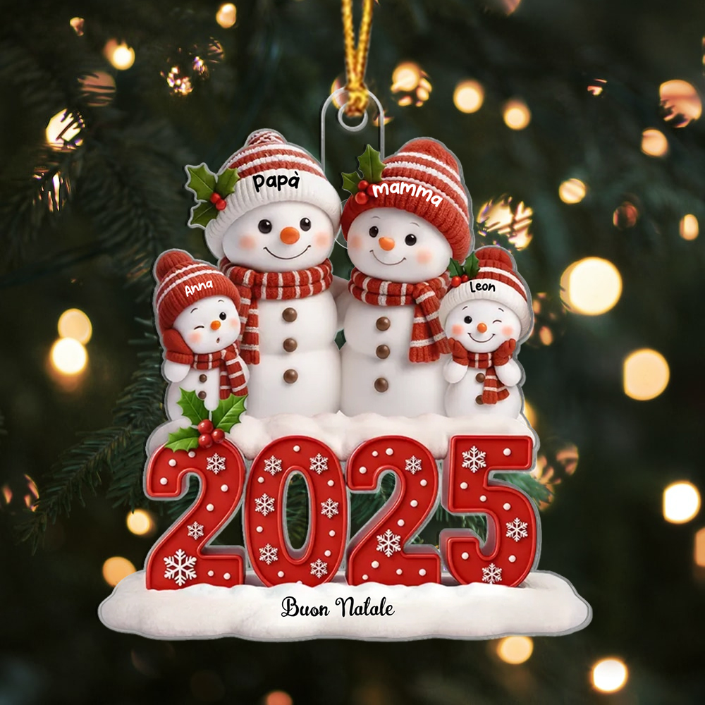 Decorazione per albero di Natale personalizzata Famiglia di pupazzi di neve 2025