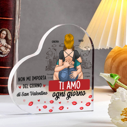 Targa in acrilico a forma di cuore personalizzata Ti amo ogni giorno Regalo di San Valentino per coppia