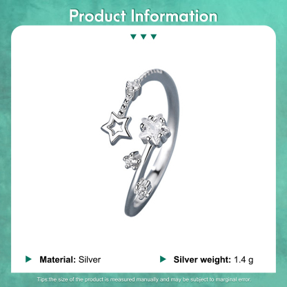 Anello Aperto con Stella in Argento 925 – Eleganza e Brillantezza per Donne Speciali