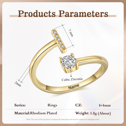 Anello in Rame Personalizzato con 1 Iniziale e 1 Nome - Design Elegante e Romantico - Regalo di Natale per Lui/Lei | Jessemade