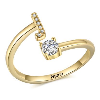 Anello in Rame Personalizzato con 1 Iniziale e 1 Nome - Design Elegante e Romantico - Regalo di Natale per Lui/Lei | Jessemade