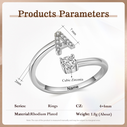 Anello Personalizzato in Rame Argentato con 1 Iniziale e 1 Nome - Design Elegante e Romantico - Regalo di San Valentino per Lei/Lui | Jessemade