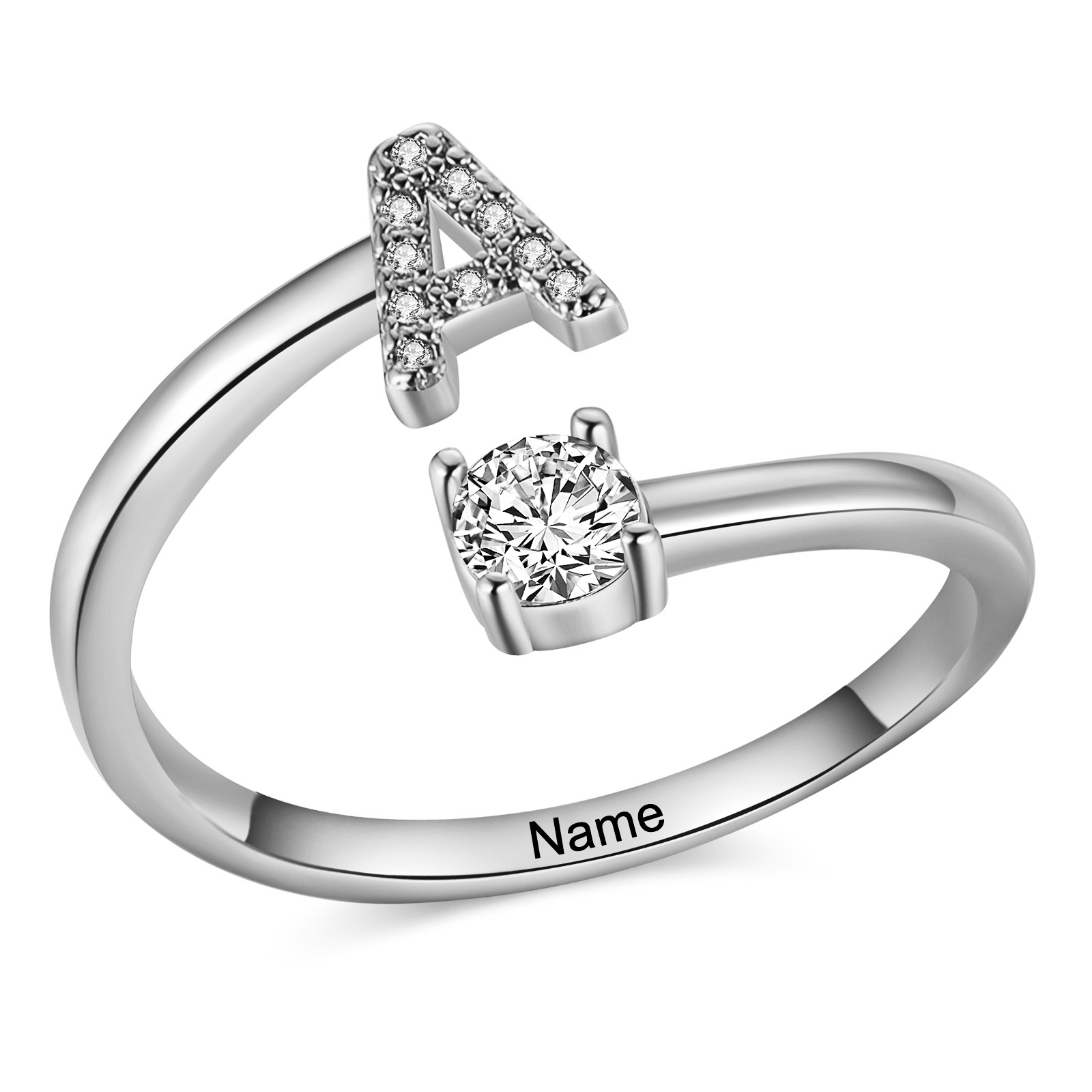 Anello Personalizzato in Rame Argentato con 1 Iniziale e 1 Nome - Design Elegante e Romantico - Regalo di San Valentino per Lei/Lui | Jessemade