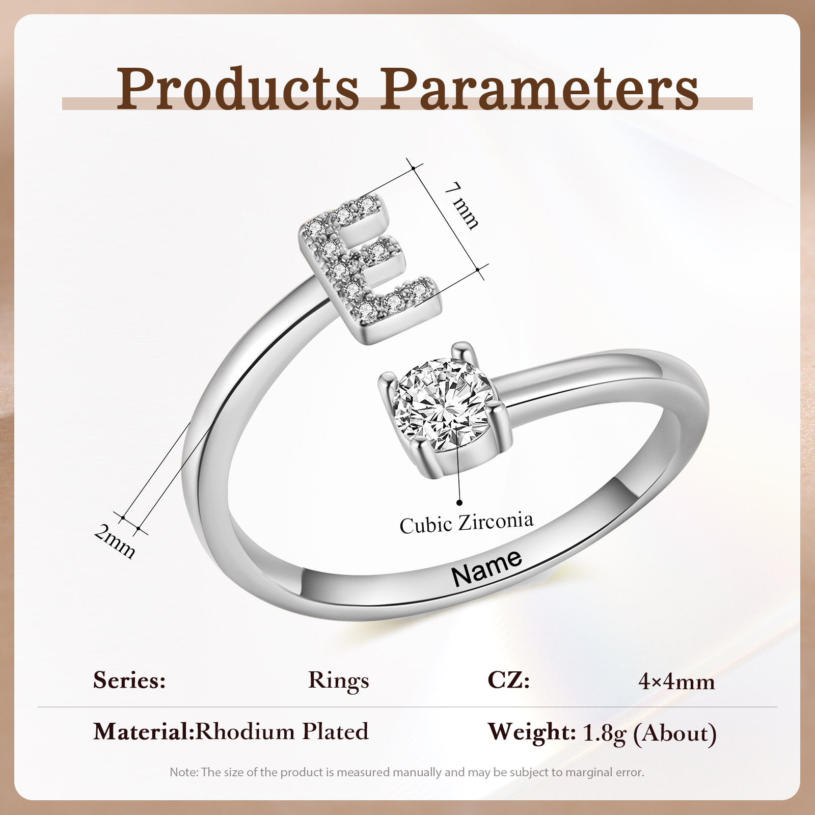 Anello Personalizzato in Rame Argentato con 1 Iniziale e 1 Nome - Design Elegante e Romantico - Regalo di San Valentino per Lei/Lui | Jessemade