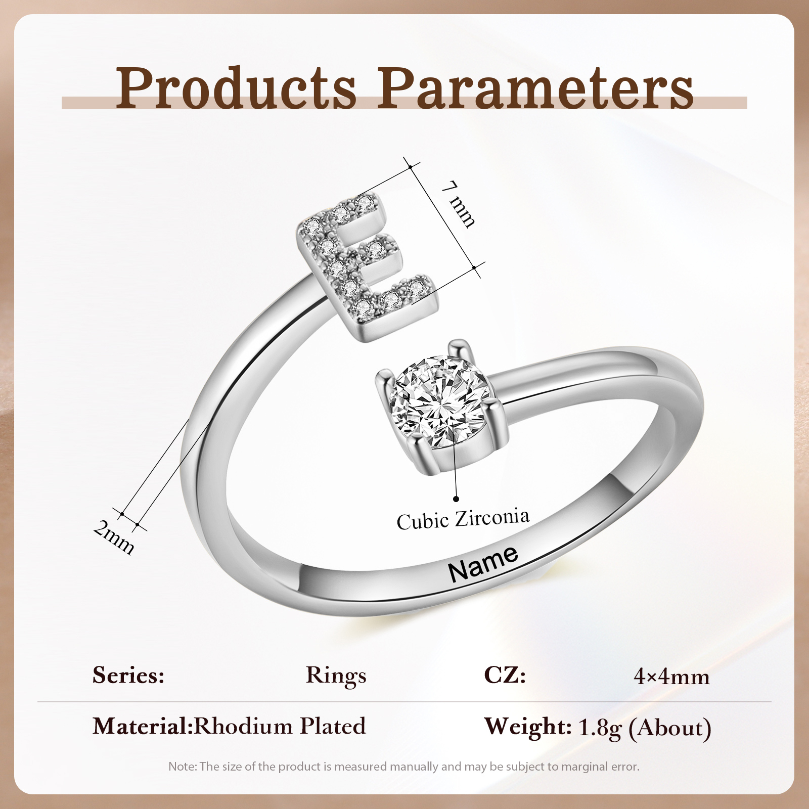 Anello Personalizzato in Rame Argentato con 1 Iniziale e 1 Nome - Design Elegante e Romantico - Regalo di San Valentino per Lei/Lui | Jessemade