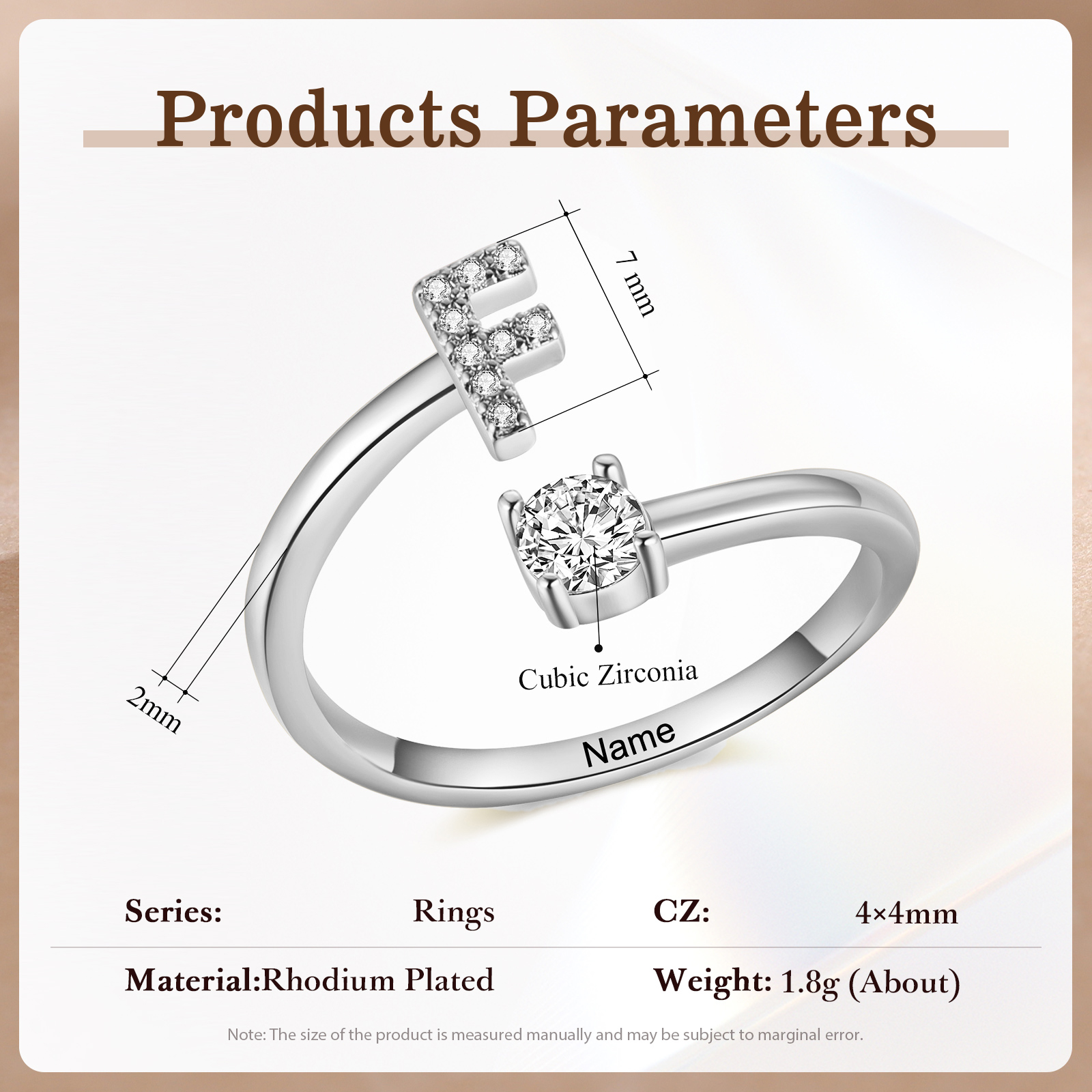 Anello Personalizzato in Rame Argentato con 1 Iniziale e 1 Nome - Design Elegante e Romantico - Regalo di San Valentino per Lei/Lui | Jessemade