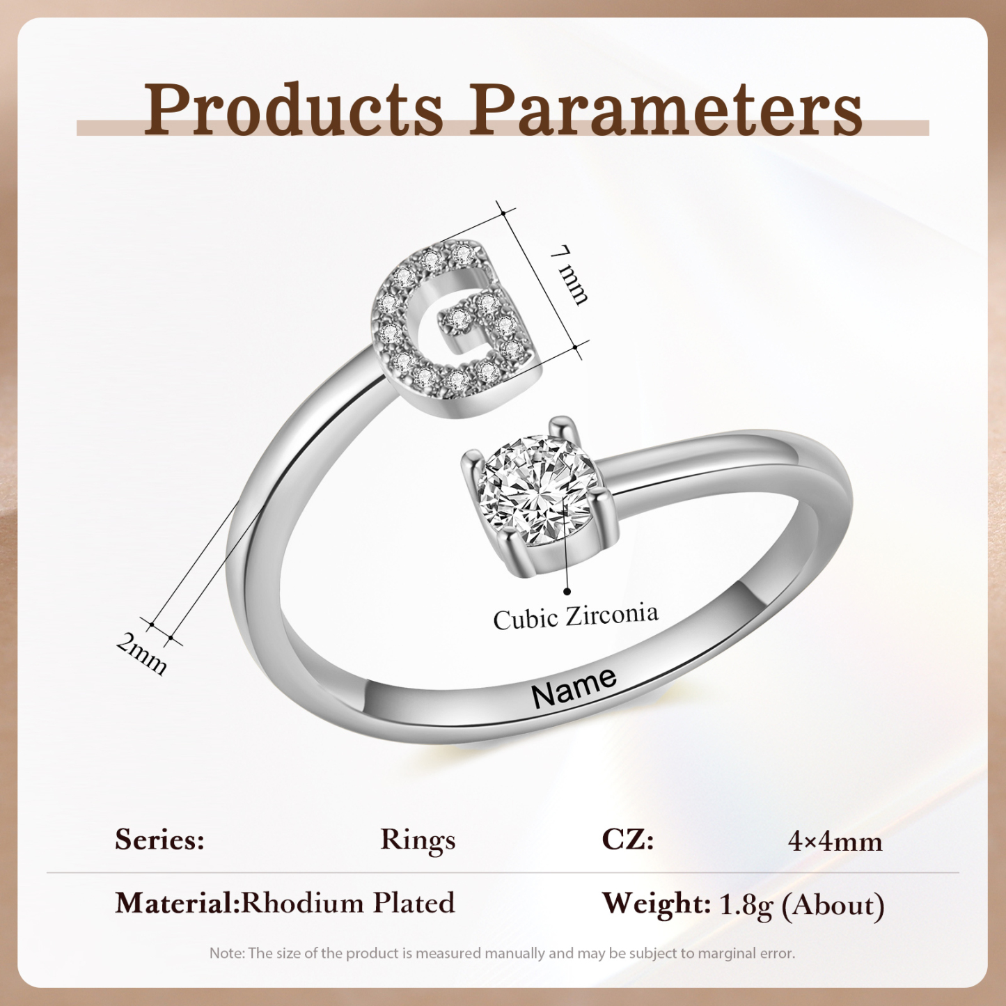 Anello Personalizzato in Rame Argentato con 1 Iniziale e 1 Nome - Design Elegante e Romantico - Regalo di San Valentino per Lei/Lui | Jessemade