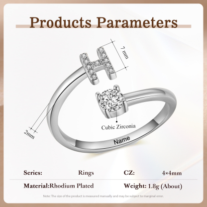 Anello Personalizzato in Rame Argentato con 1 Iniziale e 1 Nome - Design Elegante e Romantico - Regalo di San Valentino per Lei/Lui | Jessemade