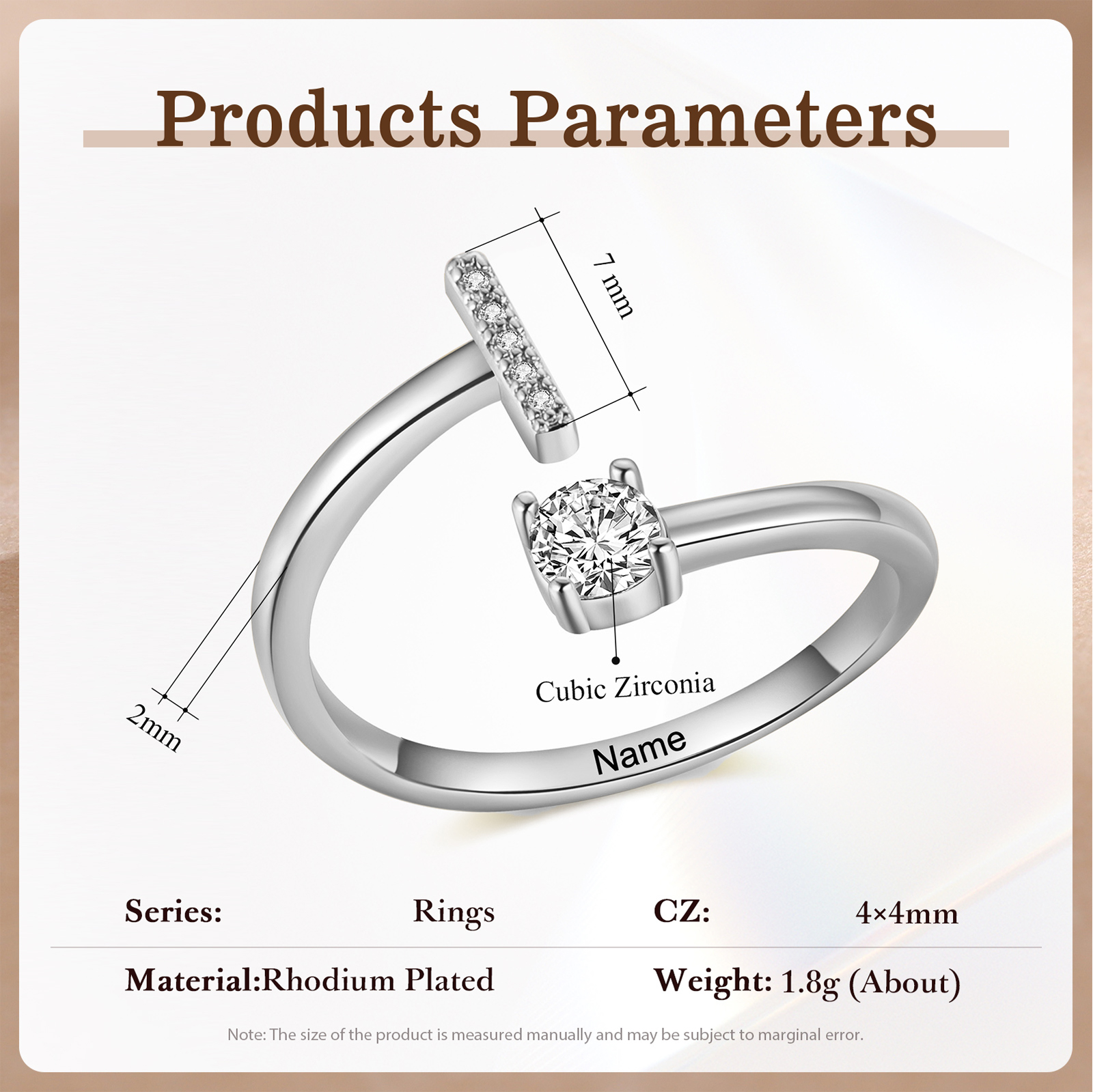 Anello Personalizzato in Rame Argentato con 1 Iniziale e 1 Nome - Design Elegante e Romantico - Regalo di San Valentino per Lei/Lui | Jessemade