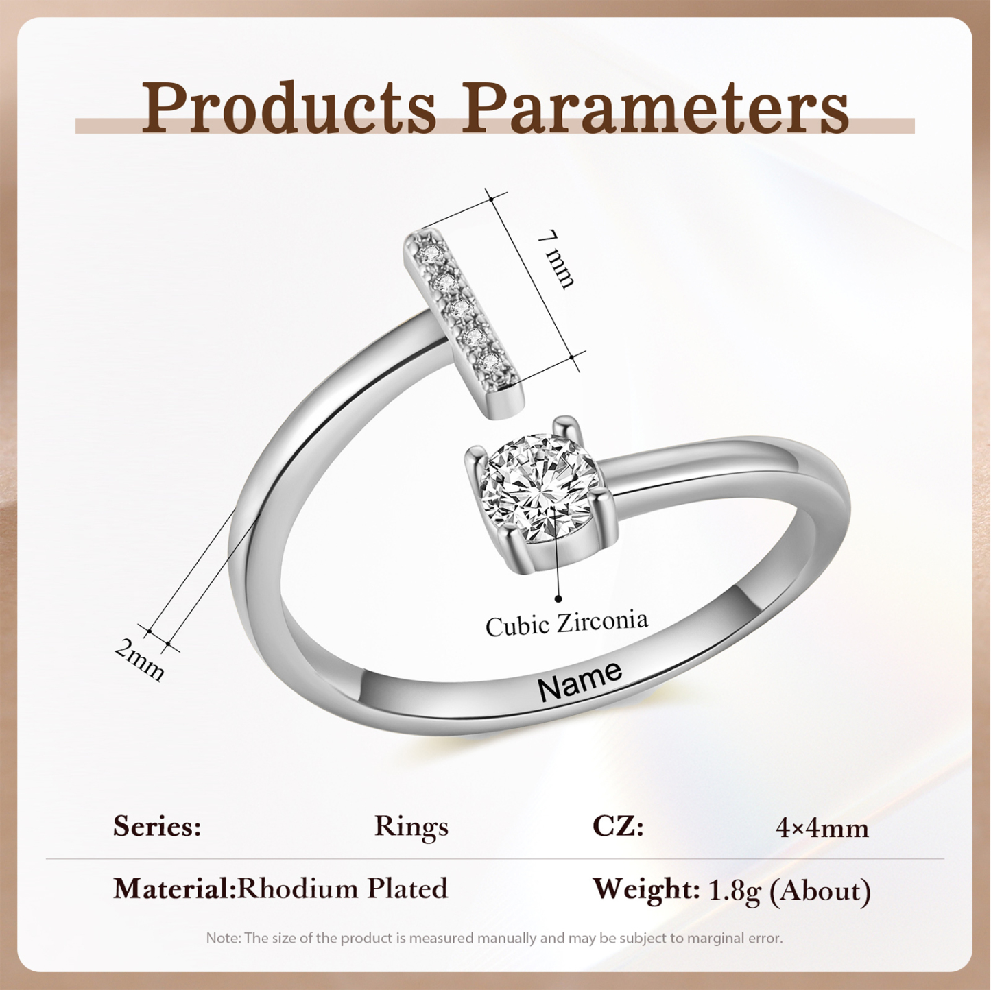 Anello Personalizzato in Rame Argentato con 1 Iniziale e 1 Nome - Design Elegante e Romantico - Regalo di San Valentino per Lei/Lui | Jessemade