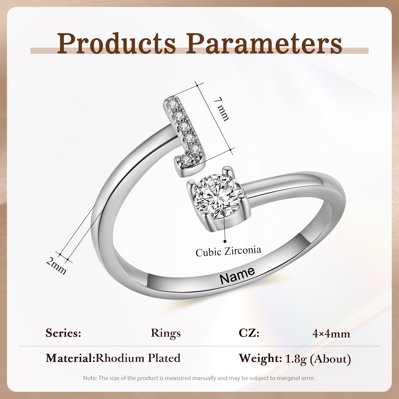 Anello Personalizzato in Rame Argentato con 1 Iniziale e 1 Nome - Design Elegante e Romantico - Regalo di San Valentino per Lei/Lui | Jessemade