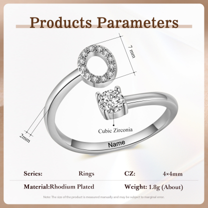 Anello Personalizzato in Rame Argentato con 1 Iniziale e 1 Nome - Design Elegante e Romantico - Regalo di San Valentino per Lei/Lui | Jessemade