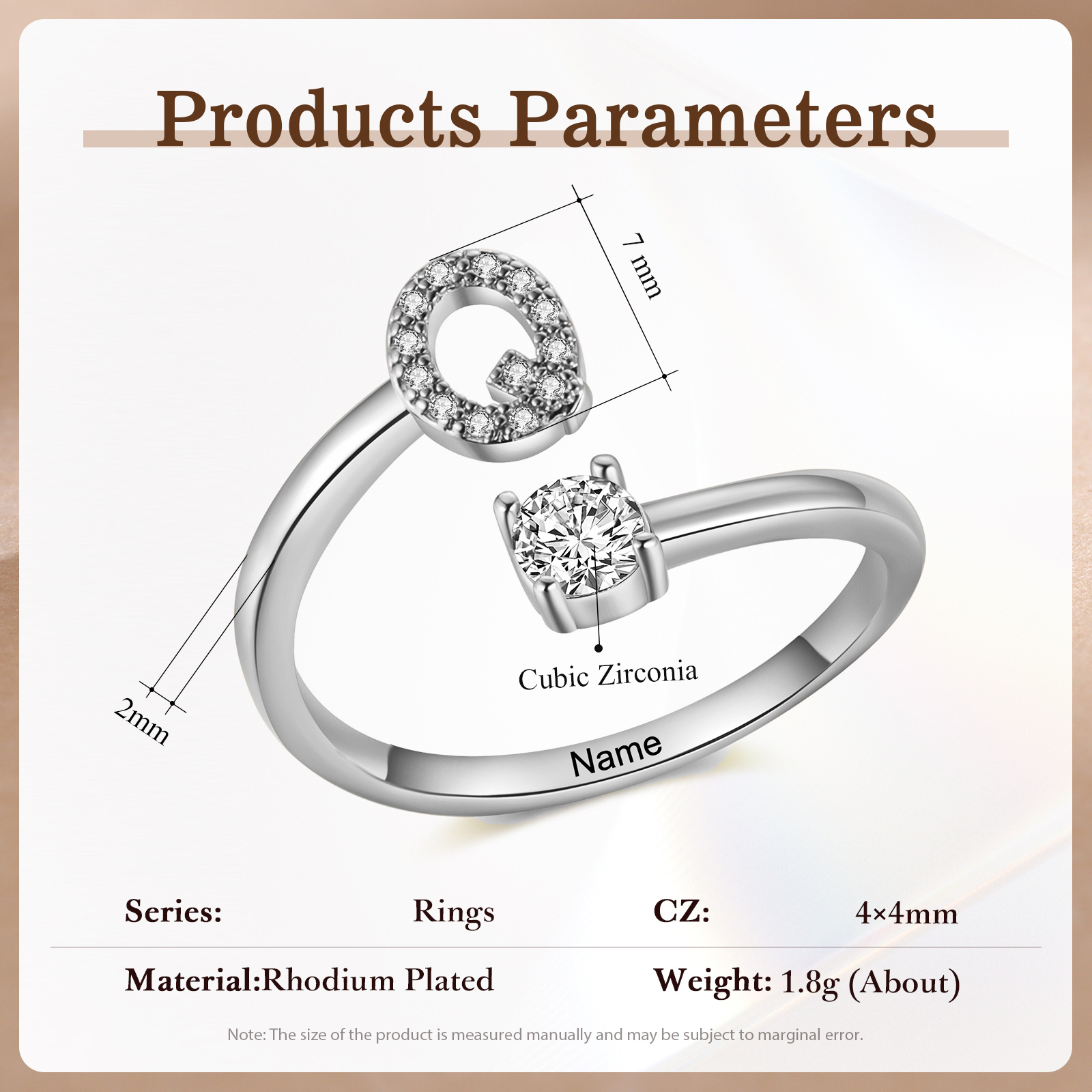 Anello Personalizzato in Rame Argentato con 1 Iniziale e 1 Nome - Design Elegante e Romantico - Regalo di San Valentino per Lei/Lui | Jessemade