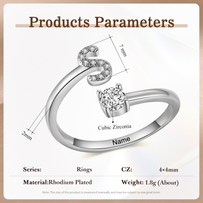 Anello Personalizzato in Rame Argentato con 1 Iniziale e 1 Nome - Design Elegante e Romantico - Regalo di San Valentino per Lei/Lui | Jessemade