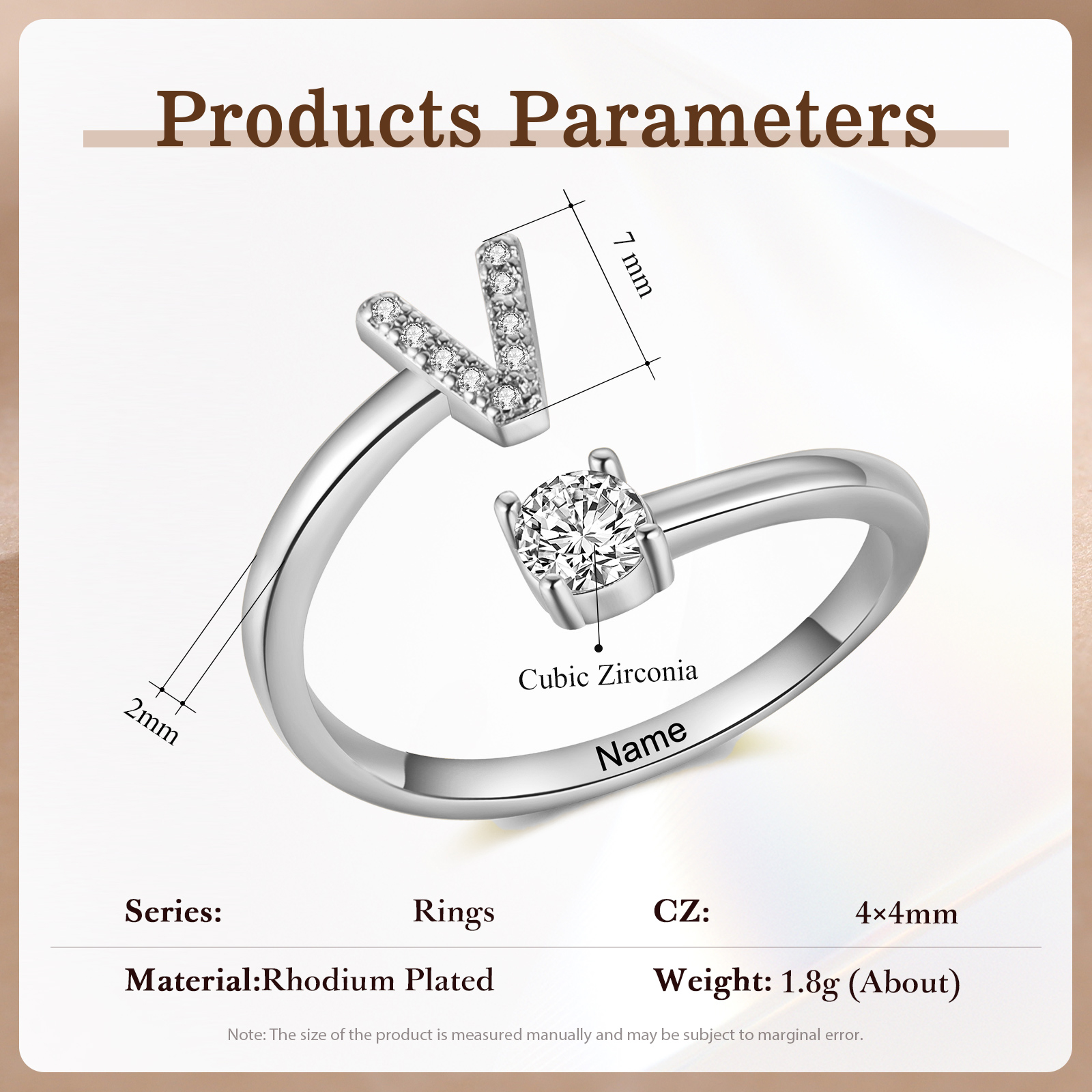 Anello Personalizzato in Rame Argentato con 1 Iniziale e 1 Nome - Design Elegante e Romantico - Regalo di San Valentino per Lei/Lui | Jessemade