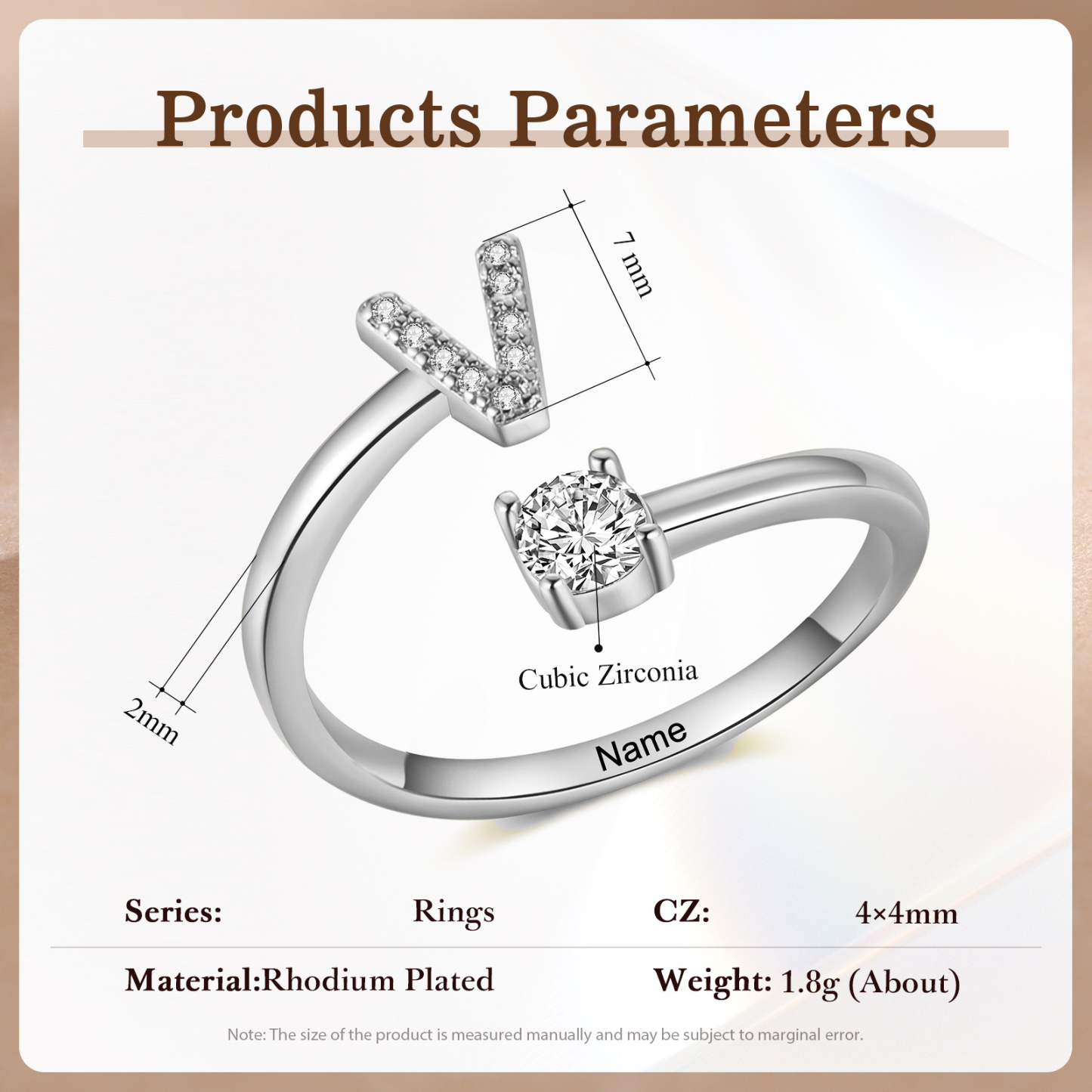 Anello Personalizzato in Rame Argentato con 1 Iniziale e 1 Nome - Design Elegante e Romantico - Regalo di San Valentino per Lei/Lui | Jessemade