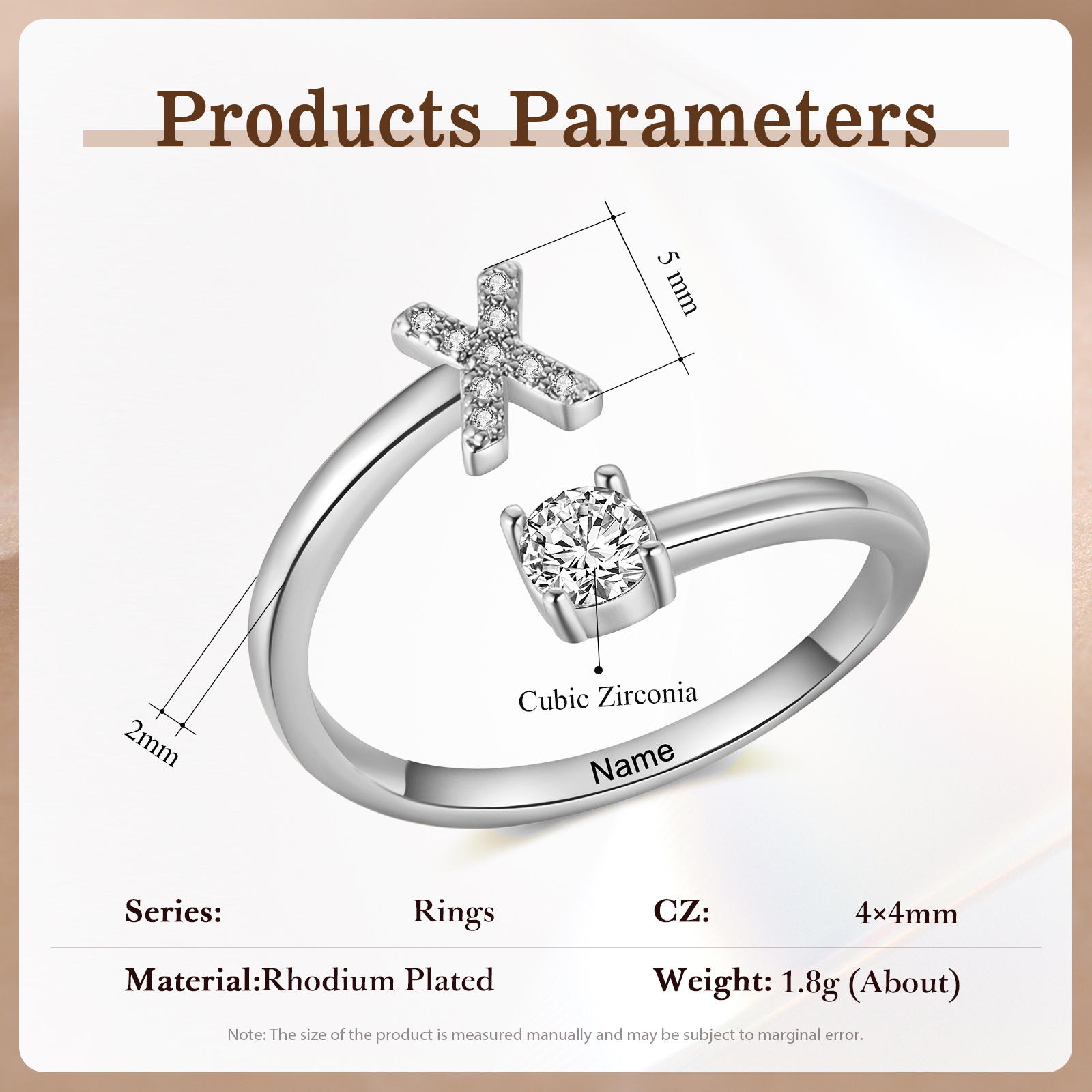 Anello Personalizzato in Rame Argentato con 1 Iniziale e 1 Nome - Design Elegante e Romantico - Regalo di San Valentino per Lei/Lui | Jessemade