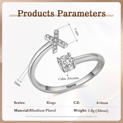 Anello Personalizzato in Rame Argentato con 1 Iniziale e 1 Nome - Design Elegante e Romantico - Regalo di San Valentino per Lei/Lui | Jessemade