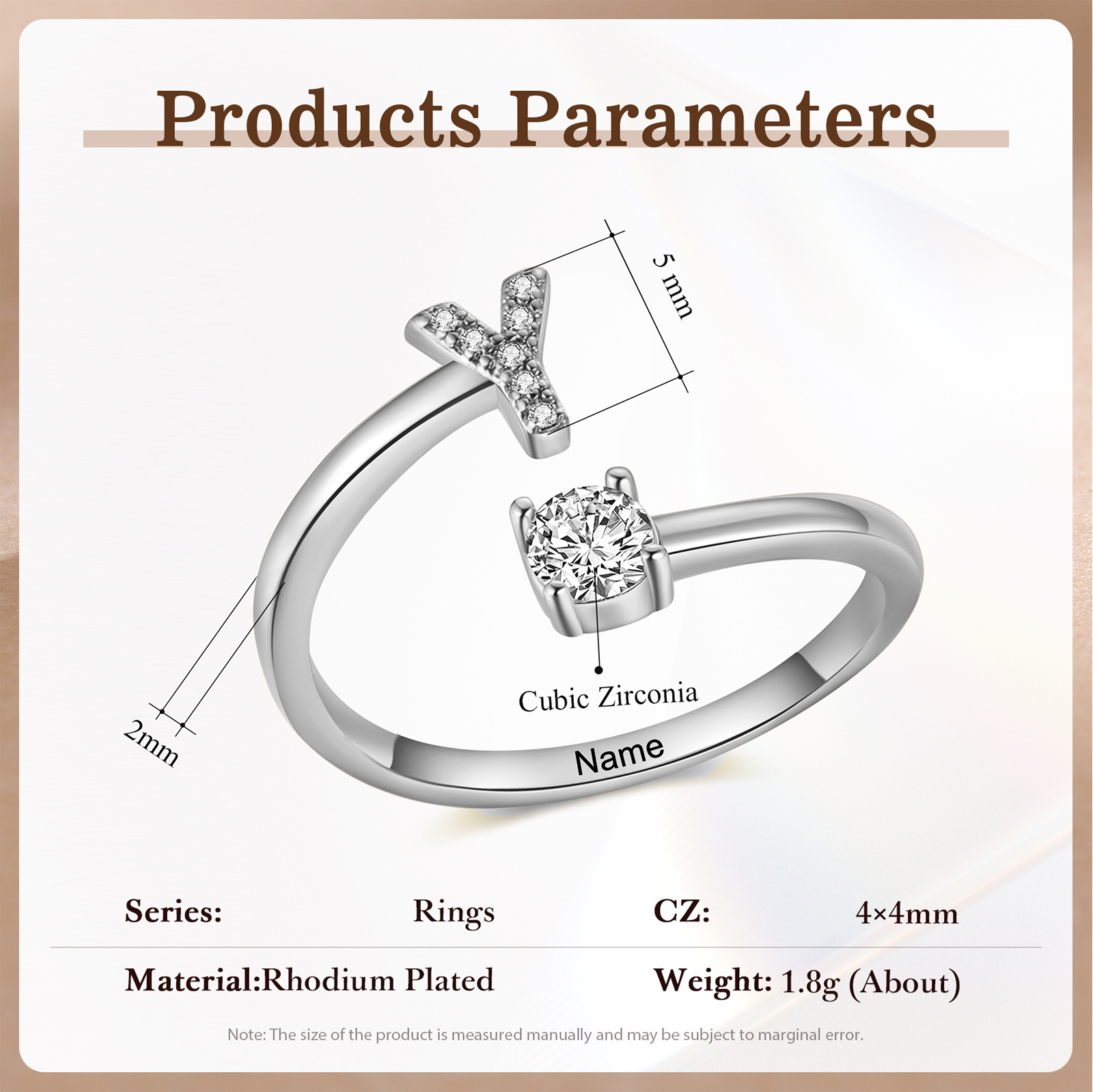 Anello Personalizzato in Rame Argentato con 1 Iniziale e 1 Nome - Design Elegante e Romantico - Regalo di San Valentino per Lei/Lui | Jessemade