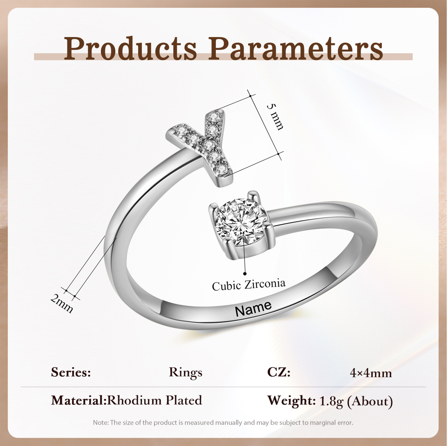 Anello Personalizzato in Rame Argentato con 1 Iniziale e 1 Nome - Design Elegante e Romantico - Regalo di San Valentino per Lei/Lui | Jessemade