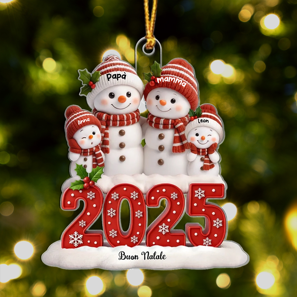 Decorazione per albero di Natale personalizzata Famiglia di pupazzi di neve 2025