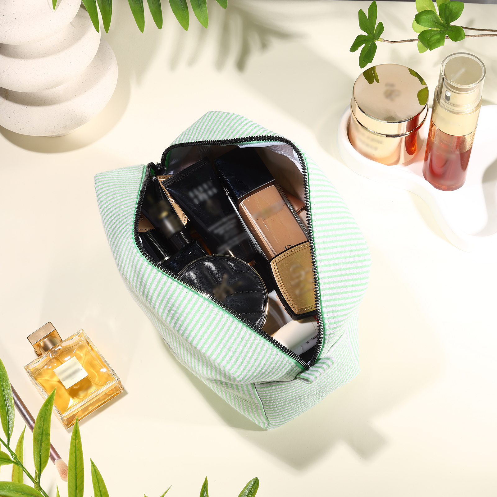 Borsa per Trucco Portatile in Cotone e Poliestere con Ricamo Personalizzato – Nome Personalizzato, 4 Colori – Regalo di Natale per Lei | Jessemade