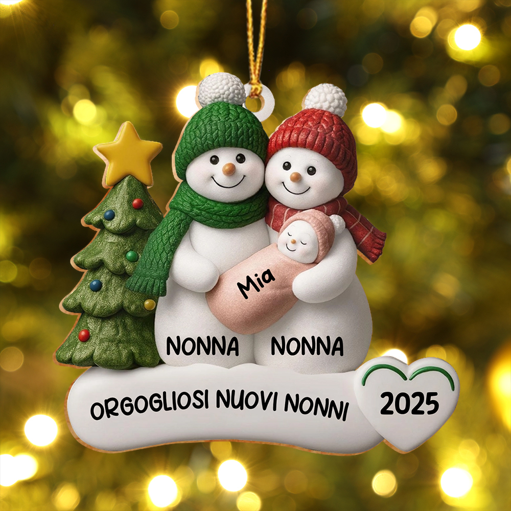 Decorazione albero di Natale personalizzata con pupazzo di neve - regalo per neo-nonni