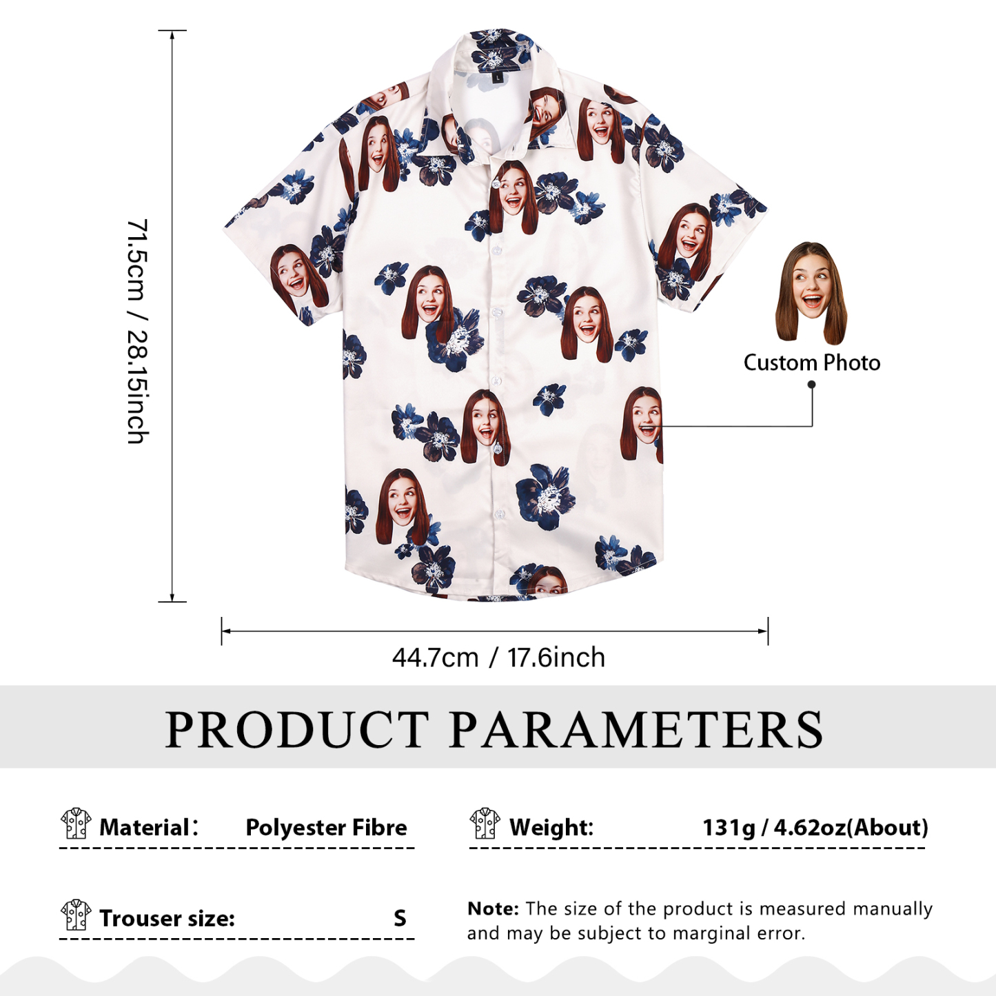 Camicia Hawaii con 1 foto personalizzato regalo speciale