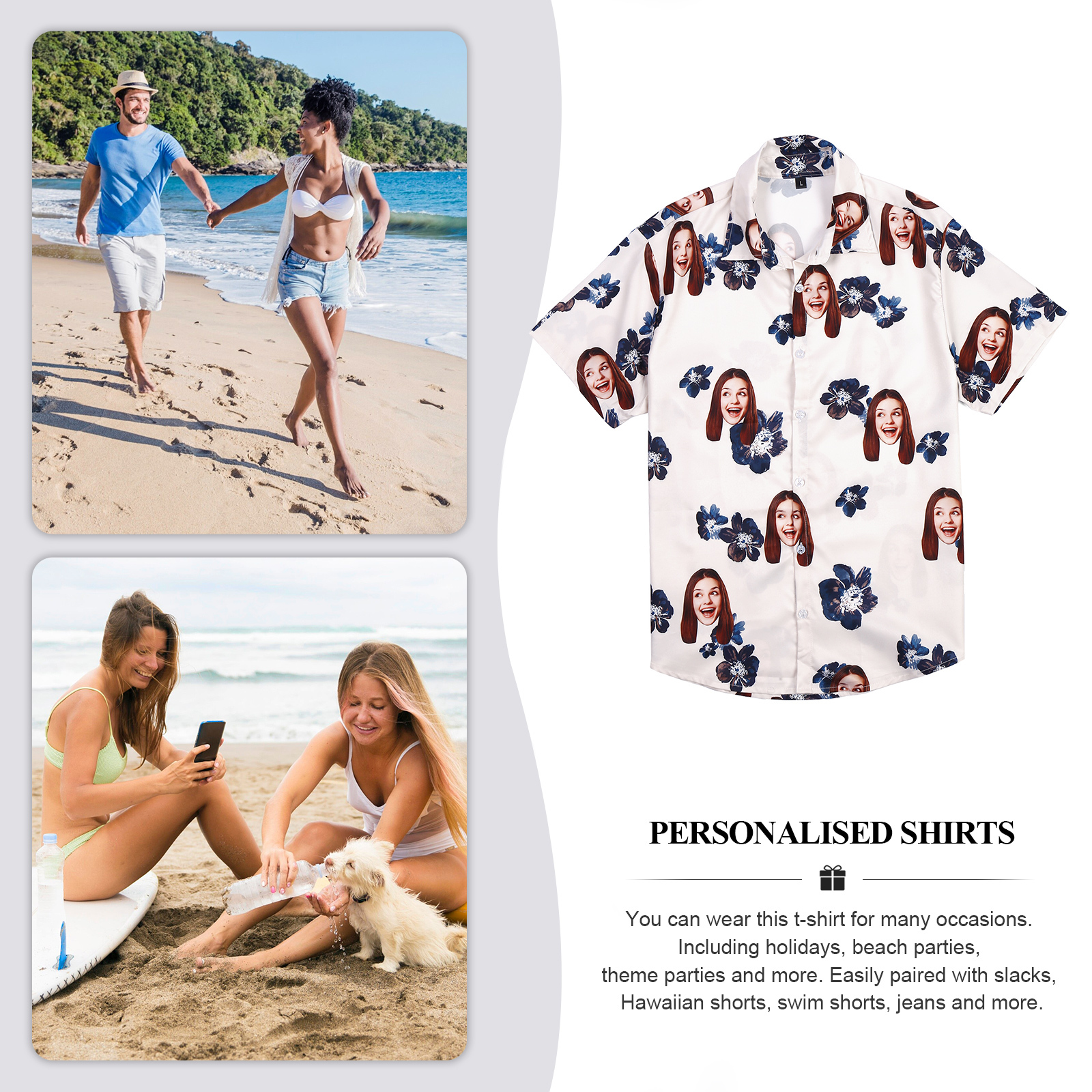 Camicia Hawaii con 1 foto personalizzato regalo speciale