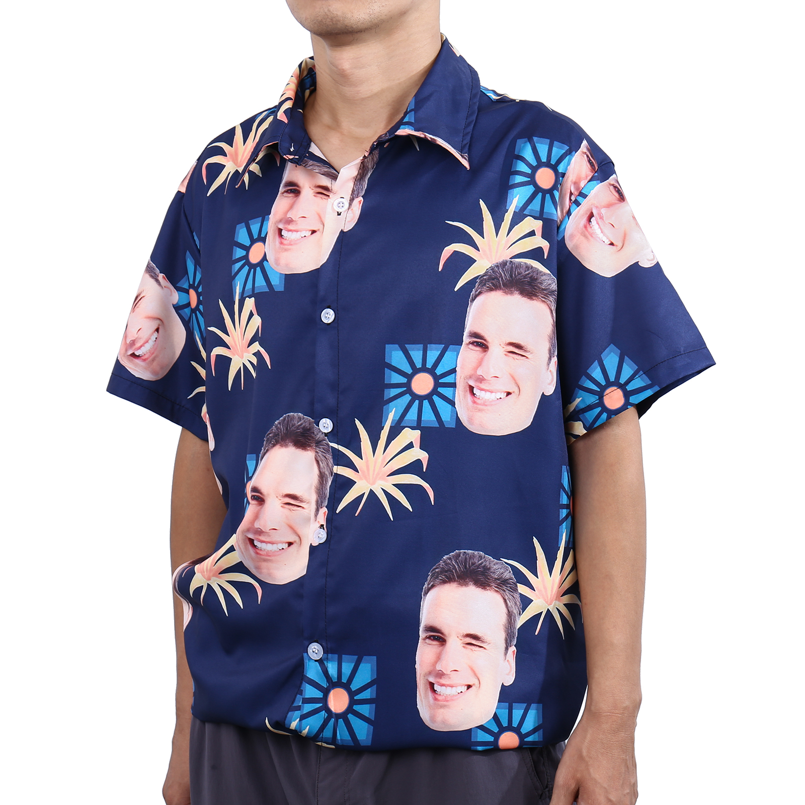 Camicia Hawaii nero con 1 foto personalizzato regalo speciale